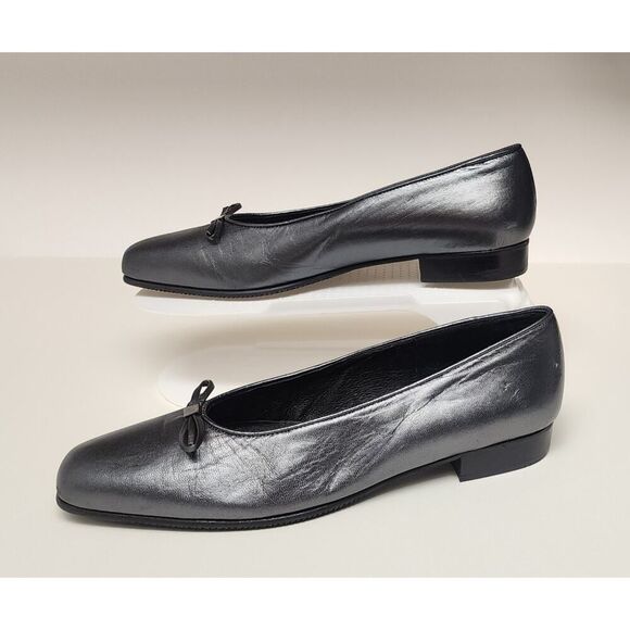 RENZO FONTANELLI Women's Gray Leather Ballet Flat Shoes Size 8B - Picture 4 of 11